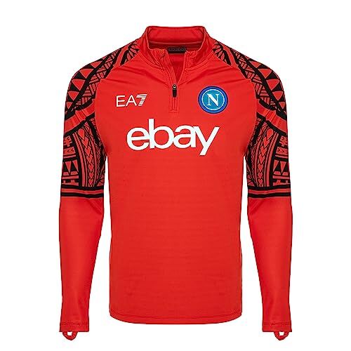 SSC NAPOLI Felpa Training Arancio, EA7, Prodotto Ufficiale, tatuaggio Maori, Logo SSCN, maniche lunghe, elasticizzata, mezza zip, XXXL