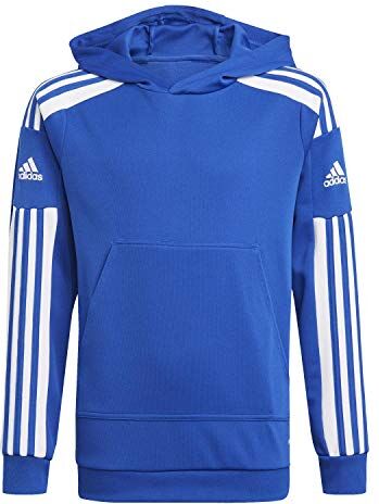 Adidas Squadra 21 Hooded Track Top, Felpa Sportiva con Cappuccio Unisex Bambini e Ragazzi, Team Royal Blue/White, 128