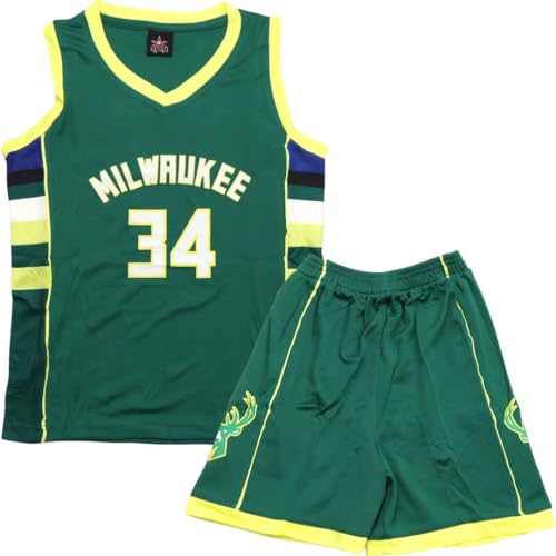 FUTERLY Completo Basket Bambino, 2 Pezzi Completo Basket Ragazzo, Divisa Basket Bambino, Senza Maniche Maglia Basket Bambino, Canotta Basket Bambino e Pantaloncini,Verde/160