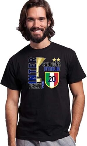 Kitry T-Shirt Uomo Bambino Neonato Campioni d'Italia Biscione Interista Pazza Amala Seconda Stella 20 Scudetto Interisti Sport Calcio Calcetto Beneamata Partita Squadra