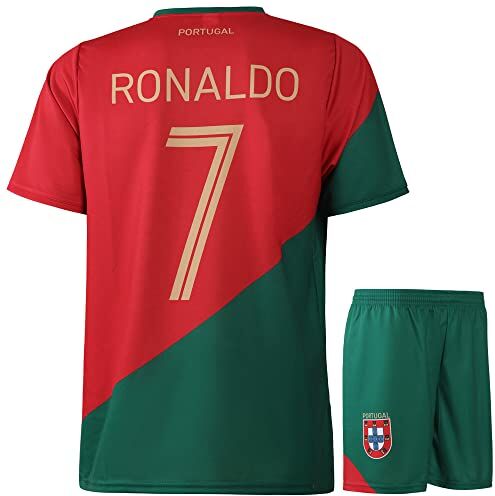 Kingdo Maglia da calcio Portogallo Ronaldo, per bambini e adulti, rosso, 152 cm