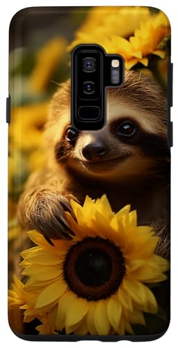 Yellow Sunflower Baby Sloth Cute Custodia per Galaxy S9+ Giallo Girasole Bambino Bradipo Carino