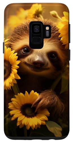 Yellow Sunflower Baby Sloth Cute Custodia per Galaxy S9 Giallo Girasole Bambino Bradipo Carino
