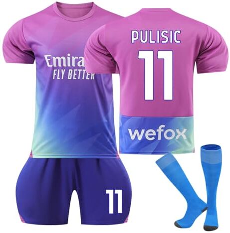 DUOROUPUTAO Maglia da Calcio Maglia Calcio Uomo Maglie Calcio Bambino Pantaloncini Calcio Kit Allenamento Calcio Tuta Calcio Completino Calcio Uomo Calze Calcio Antiscivolo(3- E11,6-7 anni)