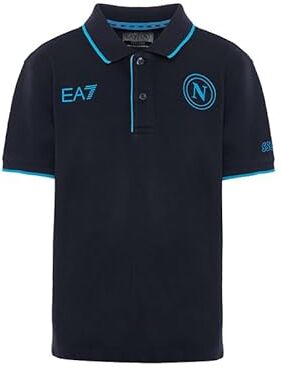 SSC NAPOLI Polo Rappresentanza Bambino Blu, EA7, Prodotto Ufficiale, Logo SSCN, inserti azzurri, mezze maniche, 14 anni