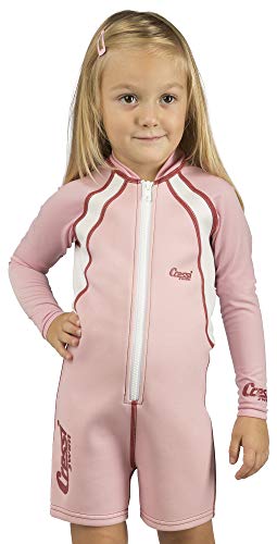 Cressi Shorty Kid Muta Shorty per Bambini in Neoprene Ultra Stretch 1.5/2mm, Maniche Lunghe, XL (5/6 Anni), Rosa/Bianco