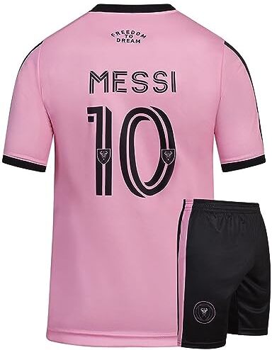 Kingdo Miami Maglia Messi Heim 2023-2024 Bambini e Adulti Ragazzi Uomo Maglia da Calcio Regali Sport t Shirt Abbigliamento sportivo, Roze., 164