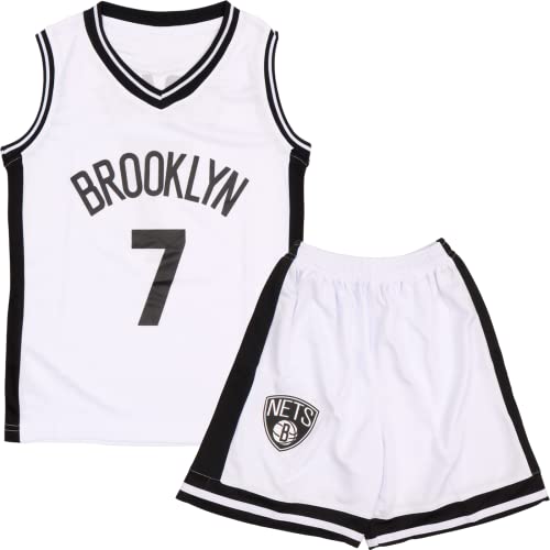 DaceStar Completo Basket Bambino, Maglia Basket Bambino, Completino Basket Bambini, Completo Basket Ragazzo, Canotta Basket + Pantaloncini Basket 4-14 Anni（Bianco#7,XXL