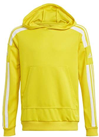 Adidas Squadra 21 Hooded Track Top, Felpa Sportiva con Cappuccio Unisex Bambini e Ragazzi, Team Yellow/White, 176