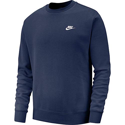 Nike M NSW Club CRW BB T-Shirt A Manica Lunga, Uomo, Midnight Navy/(White), S-T