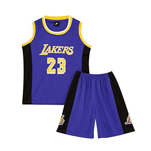 Huniam Magliette e Pantaloncini da Basket, Senza Maniche Maglia Completo Basket Bambino, Completo Pallacanestro Ragazzo 2 Pezzi per Bambini (Viola, 9-11 Anni)