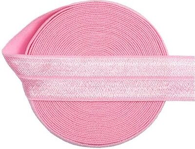 ZFISH 50 100 iarde 3/4" 20 mm solido lucido risvolto elastico spandex fascia in raso fascia per capelli biancheria intima abito cucito pizzo-Rosa rosa-50 iarde