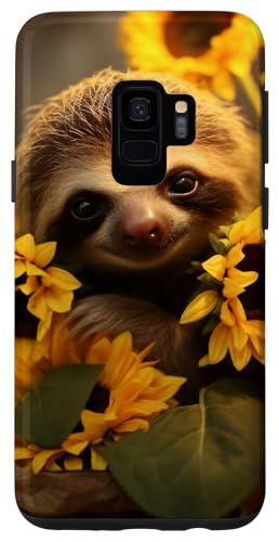 Yellow Sunflower Baby Sloth Cute Custodia per Galaxy S9 Giallo Girasole Bambino Bradipo Carino