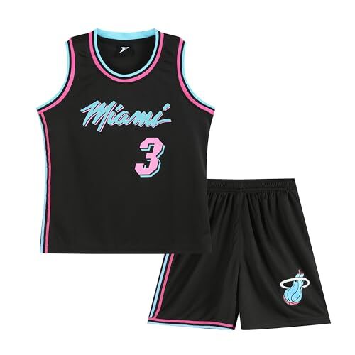 Huniam Magliette e Pantaloncini da Basket, Senza Maniche Maglia Completo Basket Bambino, Completo Pallacanestro Ragazzo 2 Pezzi per Bambini (Nero, 7-8 anni)