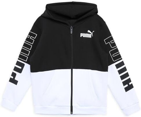 Puma Power Colorblock Felpa con Cappuccio FL B, Sudore Bambino, Black, 128