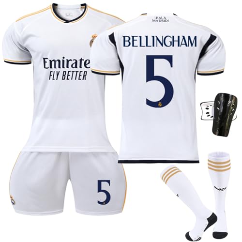 ASKAWTE Maglia da Calcio per Bambini Adulti- Bellingham Vinicius Modric,Maglia, Calzettoni, parastinchi (23/24Home-Bellingham 5,XXS)