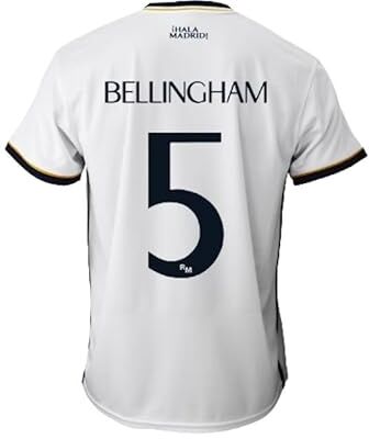 Real Madrid Maglia  Prima Squadra Stagione 2023-2024 Bellingham 5 Replica Ufficiale con Licenza Ufficiale Adulto L