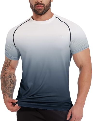 MEETWEE Rash Guards Uomo, Manica Corta Maglietta Sportiva Maglia Protettiva Anti UV Magliette Sportive T-Shirt Short Sleeve Piscina Running, Protezione Solare UPF 50+