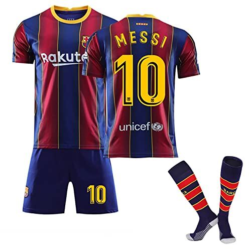 AZISEN Maglie da Calcio per Adulti e Bambino, 2023 2024 Set da Maglie Allenamento Calcio Maglie Ragazzi da Calcio per Tifosi Sports T-Shirt Pantaloncini di Calcio Bambino Barcellona Maglietta (No.10,XXL)