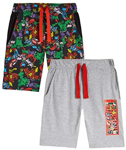 Marvel Pantaloncini Bambino, Bermuda Ragazzo Estivi Di Cotone Corti, Set Da 2 Shorts Con I Personaggi Avengers Di Captain America, Hulk e Iron Man (4-5 anni, Grigio)