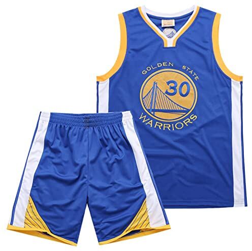 DaceStar 2 Pezzi Completo Basket Bambino, Blu Completo Basket Ragazzo, Magliette e Pantaloni da Basket, Completino Basket Bambino 6 8 10 12 14 Anni(L)