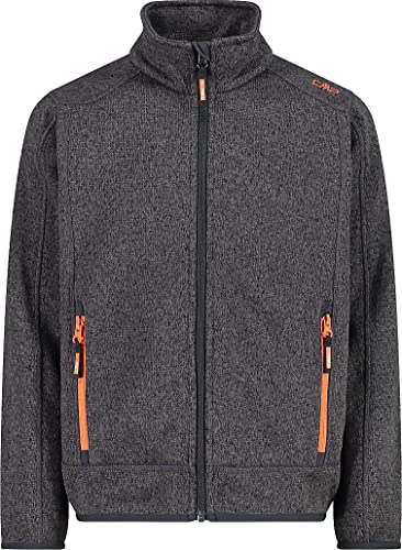 CMP Knit Tech mélange fleece jacket, Boy, Nero-Flash Orange, 128