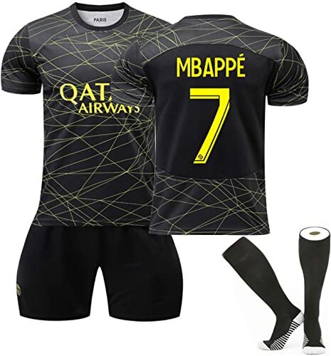 AZISEN Maglia da Calcio, 2023 2024 Set da Maglie Allenamento Calcio Maglie Ragazzi da Calcio per Tifosi Sports T-Shirt Pantaloncini e Calzini di Calcio Bambino PSG Tuta Ragazza (No.7,M)