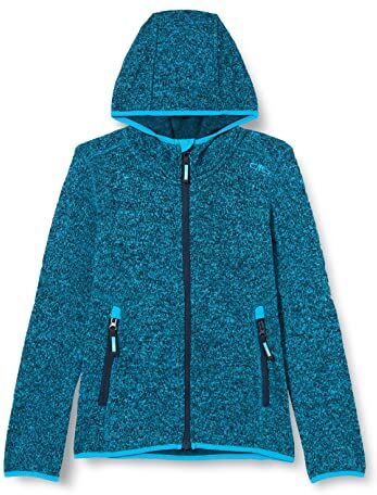 CMP Giacca in Knit-Tech da bambini con cappuccio fisso, B.Blue-Turchese, 128