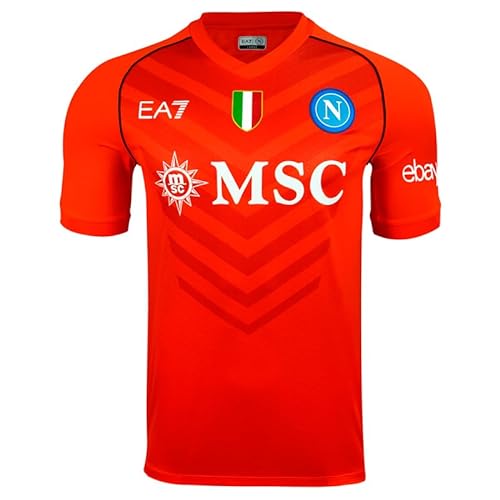 SSC NAPOLI Maglia Gara Portiere Away, EA7, Gialla, Prodotto Ufficiale, Scudetto Tricolore, Tessuto Tecnico Dry Touch, 2023/2024, XL