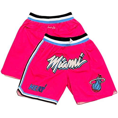 Generic Miami Heat Shorts Uomo Pantaloncini da Basket Pantaloncini da Allenamento Quick Dry per Sport all'Aria Aperta Pantaloncini Miami Heat City Edition Pantaloncini Basket Uomo Rosa Caldo S