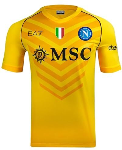 SSC NAPOLI Maglia Gara Portiere Away, EA7, Gialla, Prodotto Ufficiale, Scudetto Tricolore, Tessuto Tecnico Dry Touch, 2023/2024, M