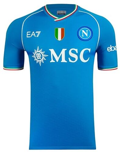 SSC NAPOLI Maglia Gara Home Euro, EA7, Blu, Scudetto Tricolore, Tessuto tecnico Dry Touch, 2023/2024, S