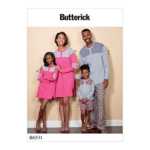 Butterick Patterns 6531 OS Misses/Uomo/Bambino, Ragazzo/Ragazza Top/Tunica/Pantaloncini e Pantaloni, da Cucire, Tessuto, Multicolore, 17 x 0.5 x 22 cm