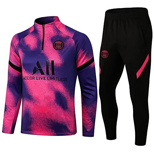 WDDWYHLL Tuta da calcio, da uomo/ragazzo, a maniche lunghe, abbigliamento sportivo, traspirante, per fitness, corsa, jogging, Lilla, S