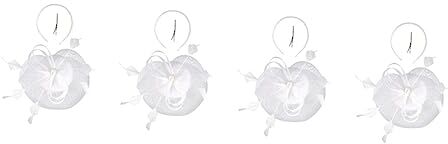 Abaodam Coprimatrimonio 4Pcs Barrette Cappello Velo Moda Fasce Sposa Copricapo Fascinator Fascinators Decorazione Donna Maglia Seta Artificiali Copricapo Di Garza Bianca Tè