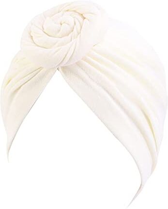 Cuwtheugwg Abiti Larghi Donne Cancro Sciarpa Cappello Cap Sciarpa Turbante Wrap Turbante Cappelli Copricapi Cerchietto Natalizio per (White, One Size)