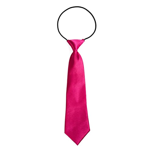 DonDon Cravatta da bambino ragazzo effetto seta lucida 7,0 cm di larghezza con elastico rosa fucsia