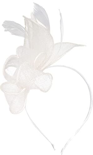 JAMNIK Headwea,Scrunchies for Capelli,Fascinators Fascia for Capelli Velo Cerchio for Capelli Tea Party Copricapo Vintage Copricapo di Piume for Festival Festa Matrimonio Chiesa, Grigio (Color : White)