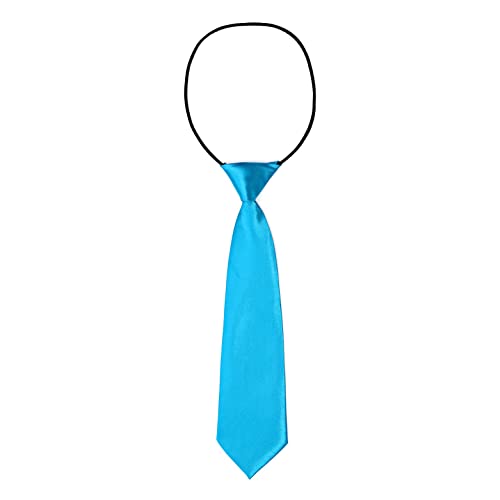 DonDon Cravatta da bambino ragazzo effetto seta lucida 7,0 cm di larghezza con elastico azzurro