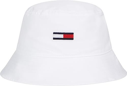 Tommy Jeans Tommy Hilfiger Cappello da Pescatore Uomo TJM Flag Bucket Hat, Bianco (White), Taglia Unica