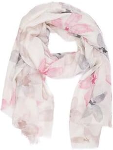 QUEEN HELENA Sciarpa Morbida Foulard Leggero Stola Fina a Fantasia Casual Elegante Donna SC025 (Bianco)