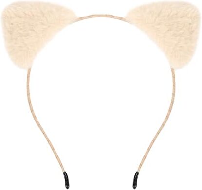 Larfraecy Cerchietto Con Orecchie Di Gatto, Cerchietto Orecchio Animale Headband Moda Hairband Adatto Per Mascherata, Halloween, Natale, Mardi Gras, Cosplay Attività (Colore Kaki)