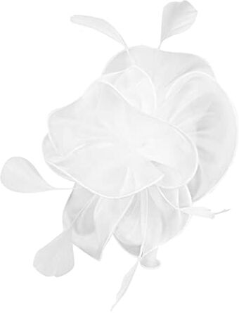 Generic Cappello da donna, per matrimonio, cocktail, fiori, piume, fermaglio per capelli per tea party, fascia per ragazzi (bianco, taglia unica)