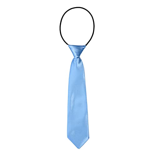 DonDon Cravatta da bambino ragazzo effetto seta lucida 7,0 cm di larghezza con elastico blu chiaro
