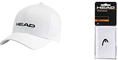 Head Promotion cap, Berretto Unisex Adulto, Bianco, Taglia Unica & Polsino da 5”, Accessori Tennis Unisex Adulto, Bianco, Taglia Unica