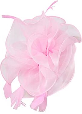 Generico Fasce Sportive Spugna Cappello per le donne Wedding Flower Cocktail Mesh Feathers Hair Clip Tea Party Fascia Abito Cerchietto (Pink, One Size)