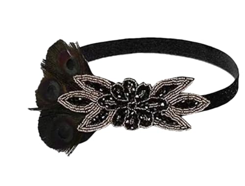 Pohullan 1920S fascia costume puntelli accessori nudo flapper copricapo piuma perline catena fascia, 8, taglia unica