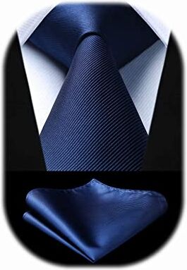 HISDERN Cravatte Blu Navy Solido per Uomo Cravatta da Sposa e Fazzoletto da taschino Cravatte da Uomo per Festa Formale Business Cravatta Classica per Uomo- Colore Multiplo