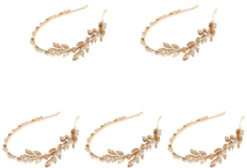 minkissy 5 Pz Accessori Per Per in Lega Di Zinco Fasce Per La Moda Femminile Ragazza Di Cristallo Da Sposa in Foglia D'oro Sciarpa Dea Donna Perla Artificiale