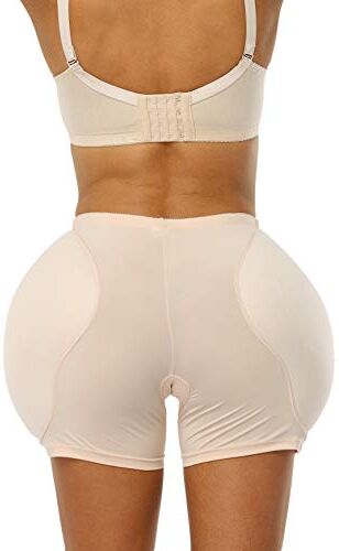 BIMEI 2PS Body Shaper da donna, senza cuciture, con imbottitura all'anca (2XL, beige mini)